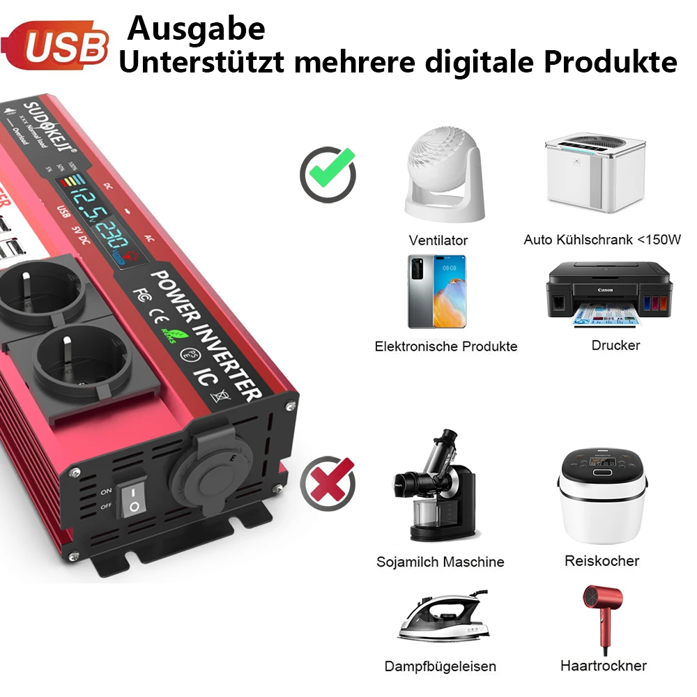 12V To 220V 4000W Peak Power I - Power Inverter 12V 220V 4000W Continuous 评论和价格